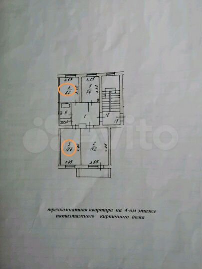 Комната 21 м² в 3-к., 4/5 эт.