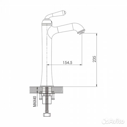 Смеситель для раковины высокий Rose R02Q R0211Q, бронза