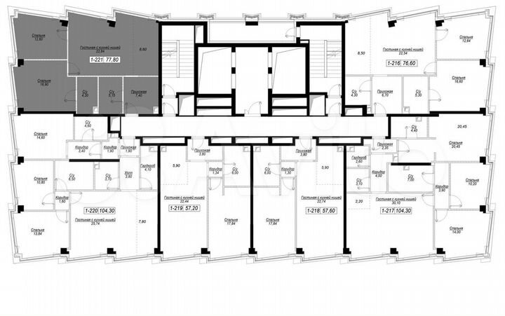 2-к. квартира, 77,8 м², 33/41 эт.