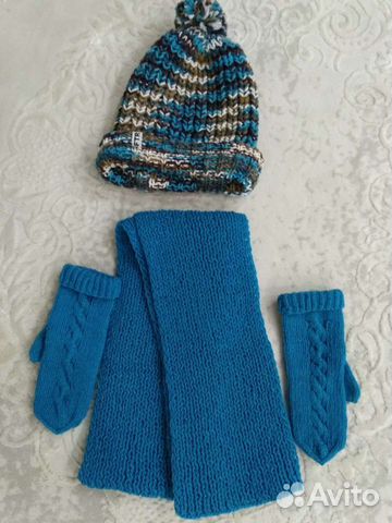 Комплект шапка, шарф, варежки