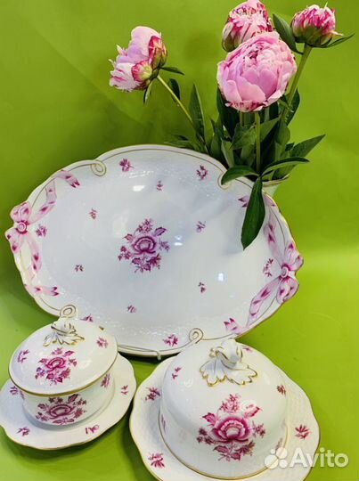 Овальное блюдо с ушками Herend Nanking Bouquet