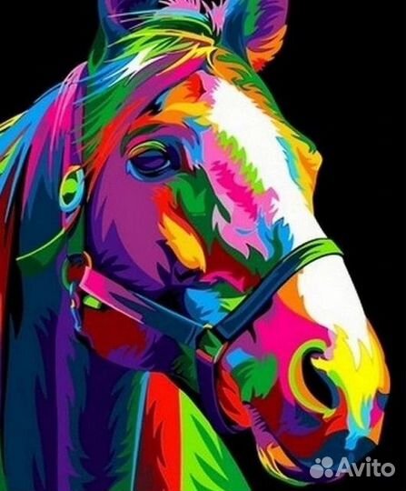 Радужная лошадь. Картина по номерам