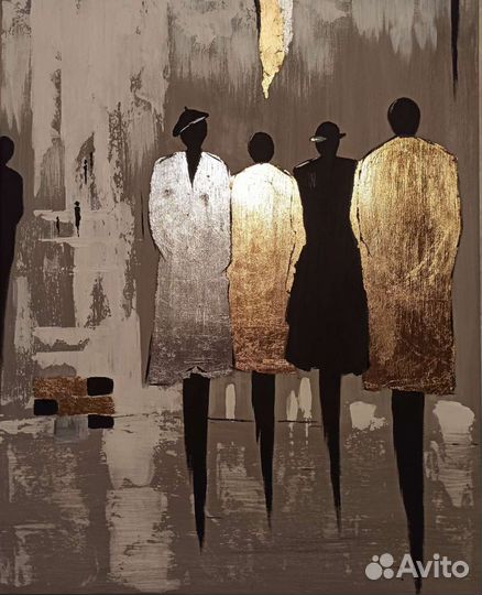 Картина интерьерная с золотом