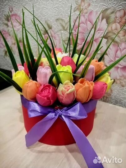 Букет тюльпанов из мыла 35 штук