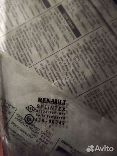 Стекла передней правой двери Renault Scenic 2