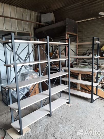Стеллаж металлический в стиле лофт этажерка