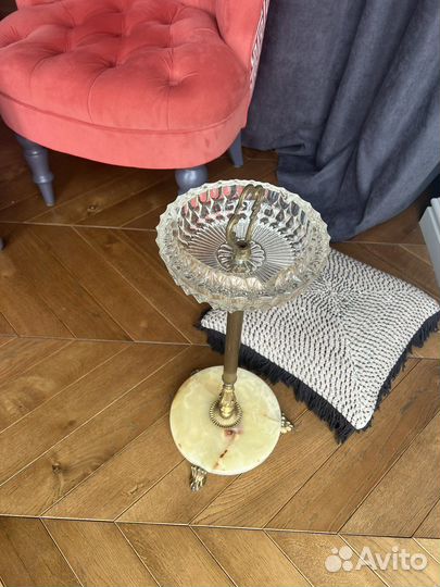 Пепельница антиквариат винтаж Бельгия Латунь Оникс