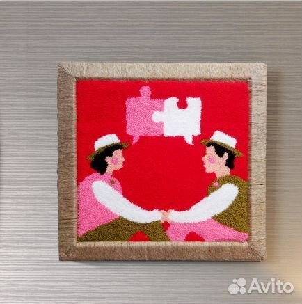 Панно Разговор в технике ковровая вышивка