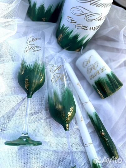 Свадебные украшения,свадебные бутылки, бокалы