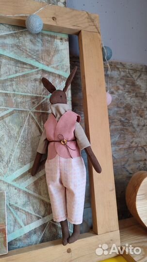 Текстильная интерьерная кукла в стиле тильда. Заяц
