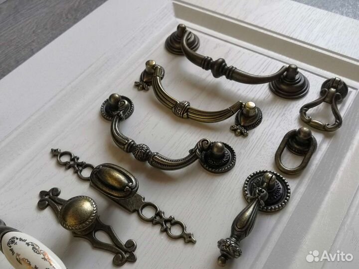 Новые Мебельные ручки черные/стар.бронза/кристалл