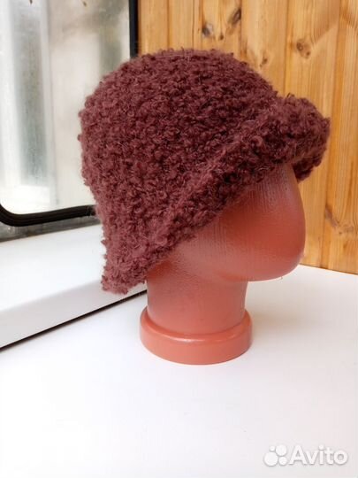 Шапка панама шляпа женская вязаная букле