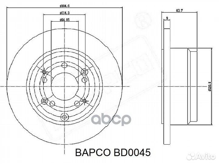 Диск тормозной задний BD0045, BD0045 bapco