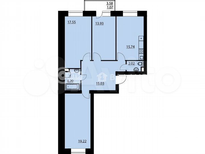 3-к. квартира, 88,8 м², 4/10 эт.