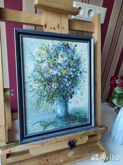 Картина маслом полевые цветы