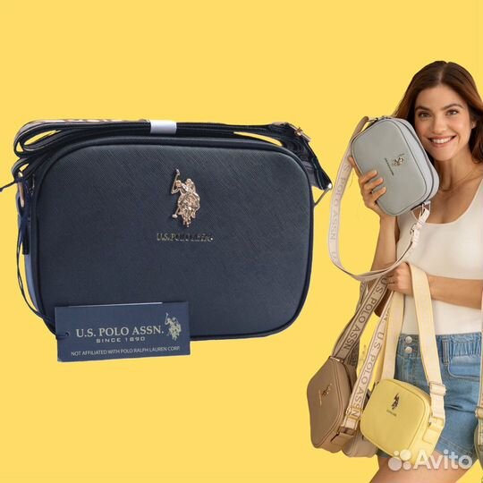 US. Polo Assn. Сумка через плечо на молнии, черная