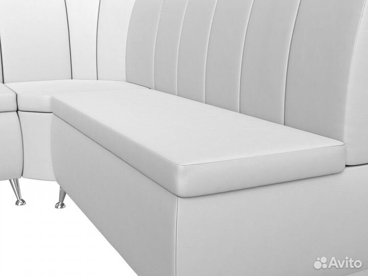 Диван кухонный угловой Кантри левый угол, экокожа, белый