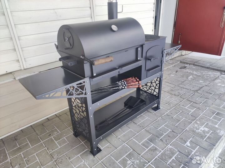 Смокер-гриль барбекю с печкой под казан металл 5 м