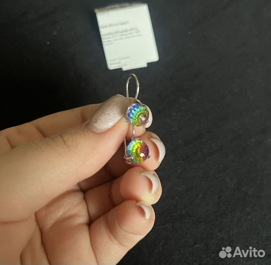 Swarovski серьги с родированым покрытием