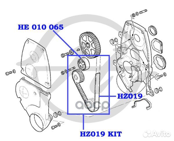 Ремкомплект грм гранта 8V (ремень+1 рол) HZ019KIT