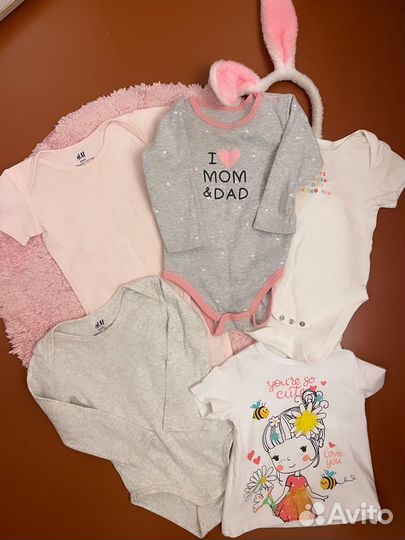 Вещи для девочки пакетом H&M 80-86 (боди 6 ед)