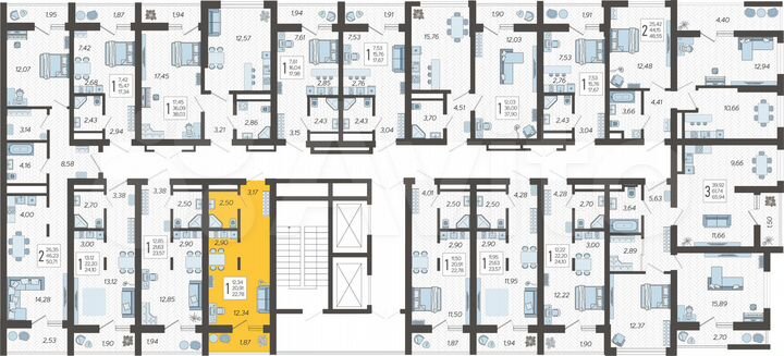 Квартира-студия, 22,8 м², 6/19 эт.