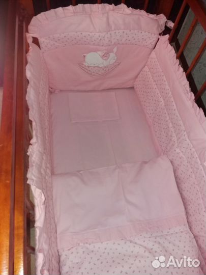 Комплект постельного белья в кроватку+бортики