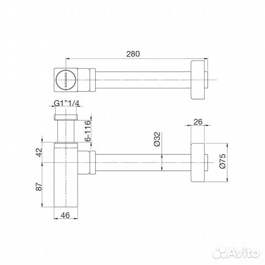 Сифон для раковины Webert AC0404794, матовое