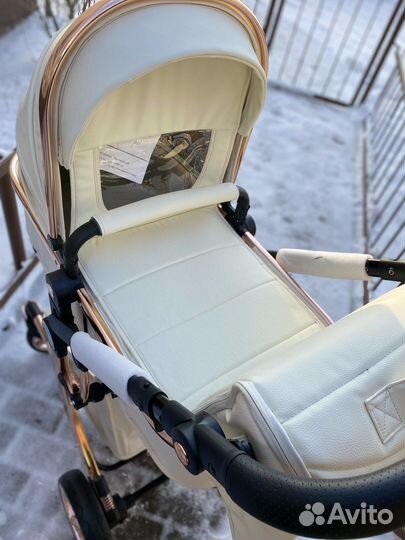 Новая коляска dalux 608 2в1 экокожа белая