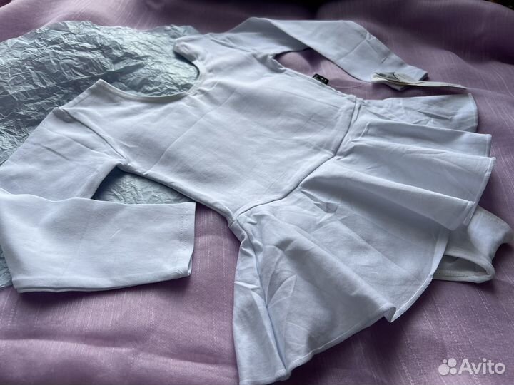 Боди для девочки белое с юбкой хлопок