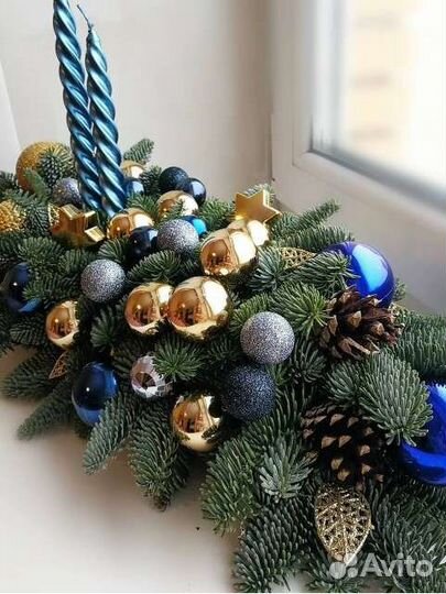 Новогодняя композиция и ёлка из нобилиса