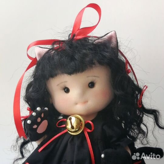 Интерьерная кукла Нэко-тян в чёрном