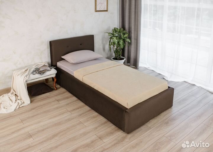 Кровать в велюре с матрасом 80х200