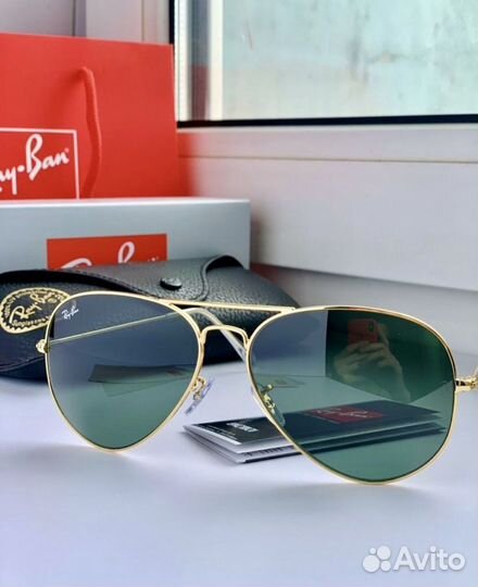 Очки ray ban aviator зеленые