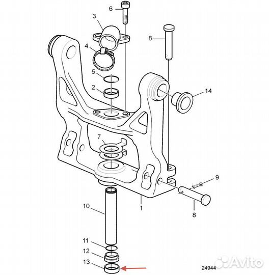 Втулка поворот. рамки Volvo Penta DPH/DPR 3862245