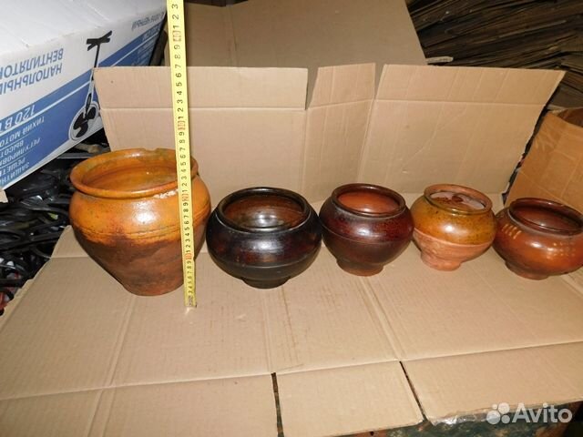 5 старинных.керамических горшков ри.в интерьер