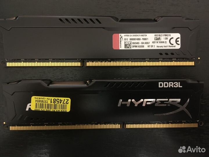Память Kingston HyperX Fury DDR3L 16Gb 1866MHz
