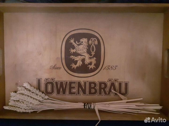 Поднос пивной деревянный новый