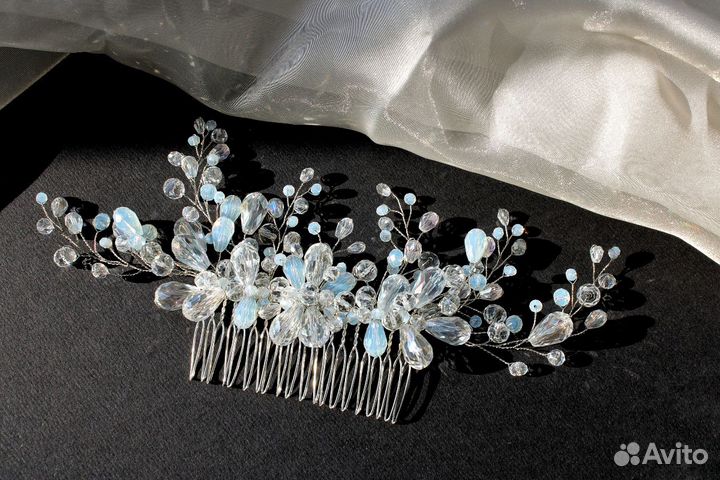 Гребень и шпилька ручной наботы для невесты