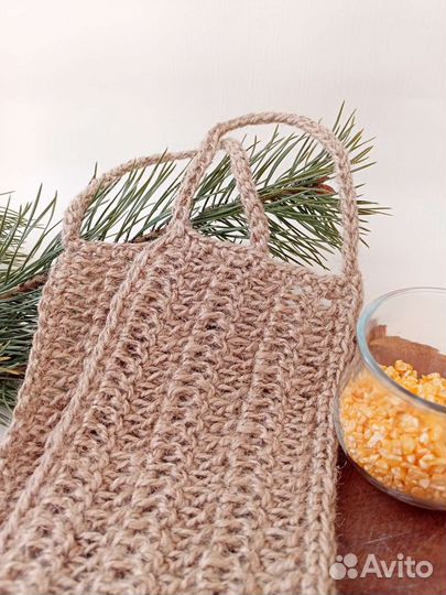 Мочалка из джута, гипоаллергенная, массажная