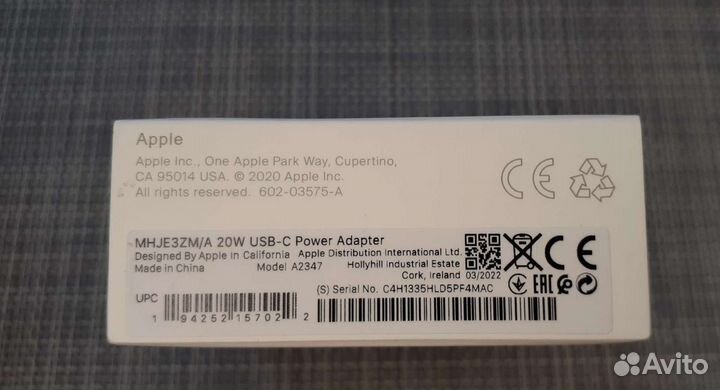 Apple блок 20w (mhje3ZM/A) новый, чек + гарантия