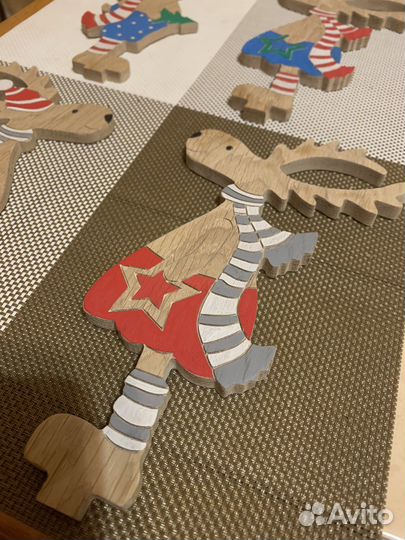 Елочные игрушки деревянные олени