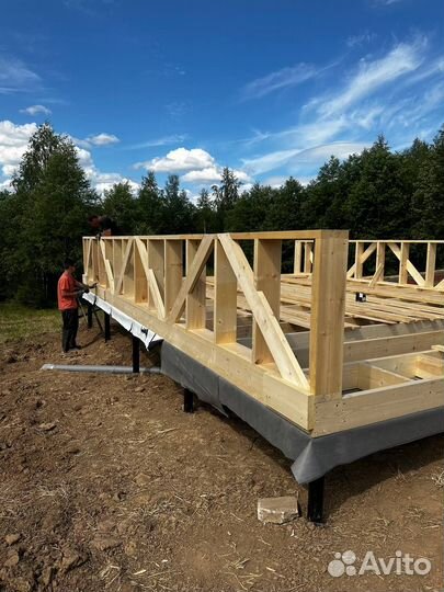 А фрейм с аттиковой стеной (каркас) (A-frame) 6*8