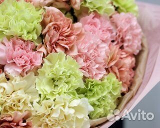 Букет из 51 диантуса микс в стильной упаковке