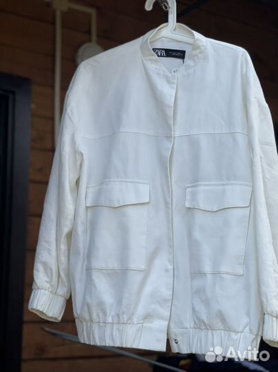 Льняной бомбер zara размер s