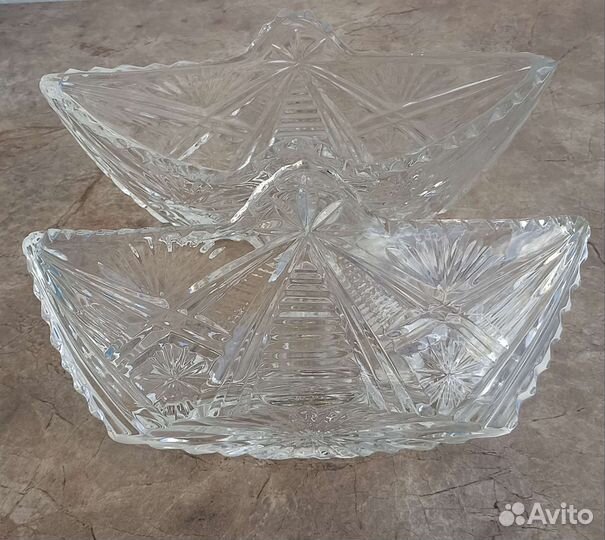 Хрустальная ваза ладья СССР