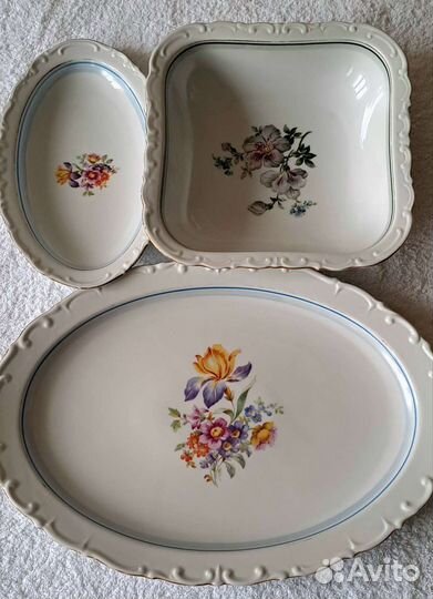 Мейсенский букет Кахла Kahla блюдо винтаж