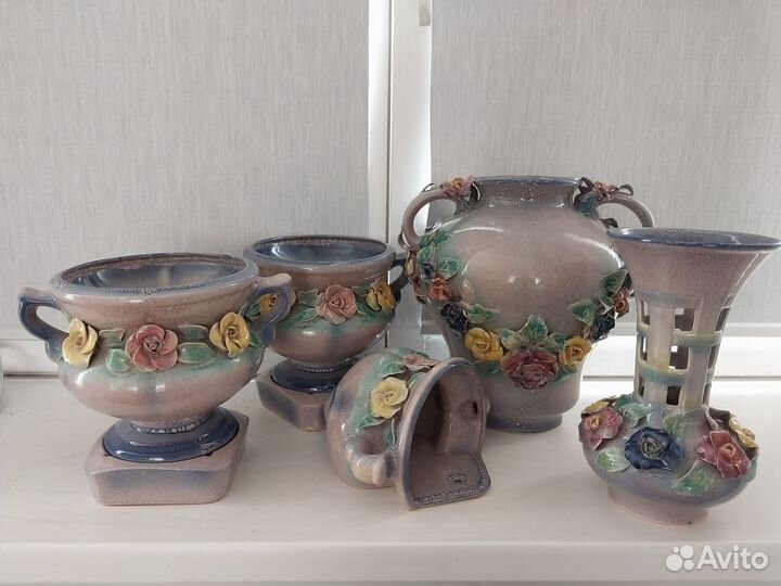 Комплект ваз и цветочных горшков, фарфор, СССР