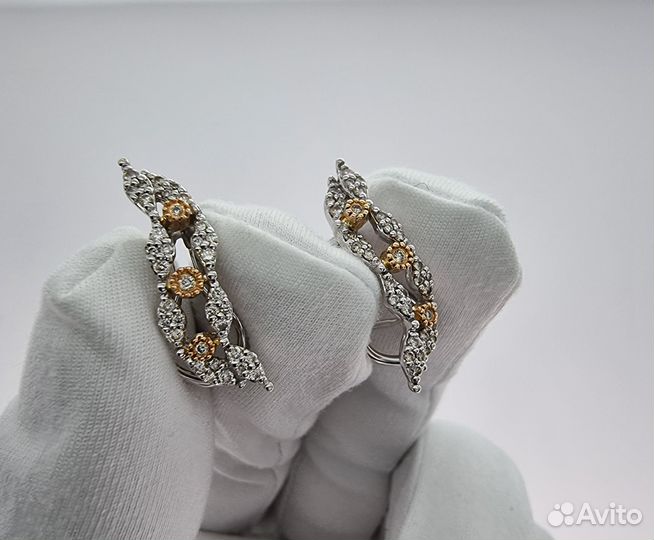 Золотые Серьги 585 пробы с бриллиантами. Рассрочка