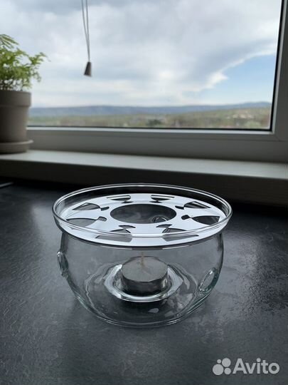 Чайник заварочный стеклянный с подогревом от свечи